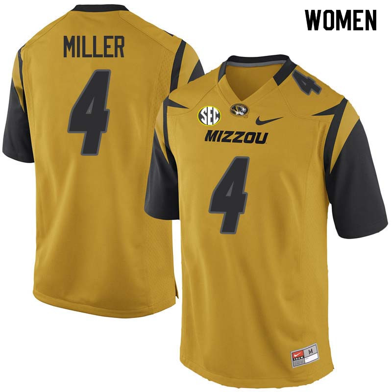 Women #4 Isaiah Miller Missouri Tigers College Football Jerseys Sale-Yellow